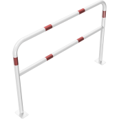 Hoop of steel tube |  48 x 2,5 mm | with cross bar | for plugging down | total width: 1500 mm | total height: 1000 mm | hot-dip galvanized and white coatedwith red reflecting stripes